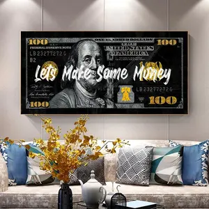 Artistic $100 Money Pattern Unframed Painting, Fashionable Money Pattern Wall Art, Art Deco Style, Wall Decor for Home Living Room Bedroom Office, Ornaments, Vintage Decor, Vintage Prints