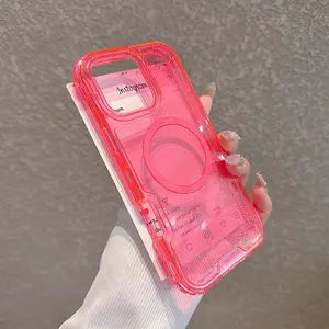 Suitable for MagSafe transparent phone case lpone 17 16 15 14 13 two-in-one glitter Magnetic MagSafe phone case Shockproof, anti-drop, Protective design 15Pro Max phone case 14promax 13promax Cover Protector iphone 16 case Accessories TPU Smartphone Cover