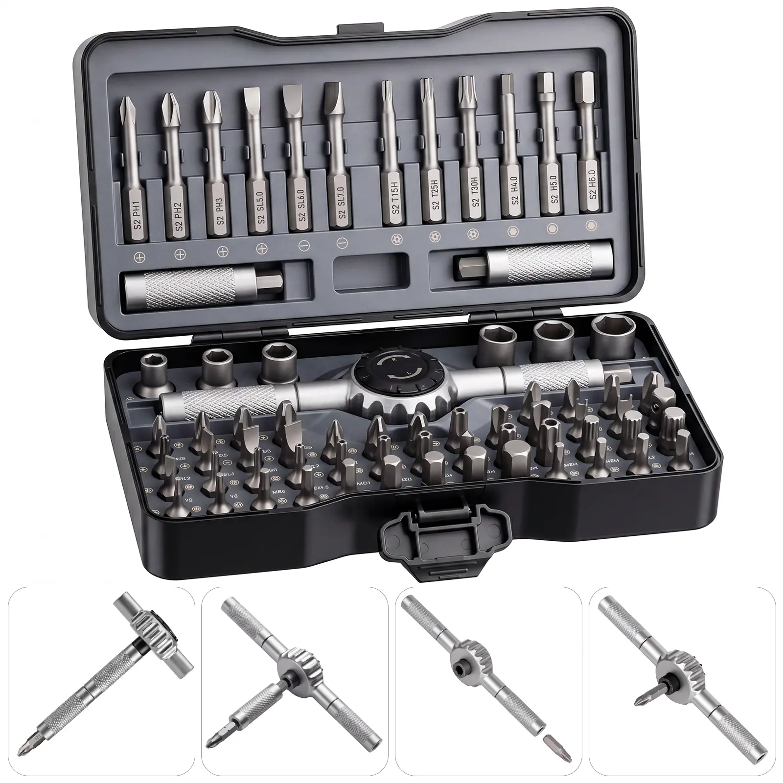 GrenPRO 69-in-1 DIY Ratcheting Screwdriver Set - Switchable Magnetic, Compact Portable, Durability & Quality Home Repair Tool Box for Bicycles Repairing, Fathers Day Gift