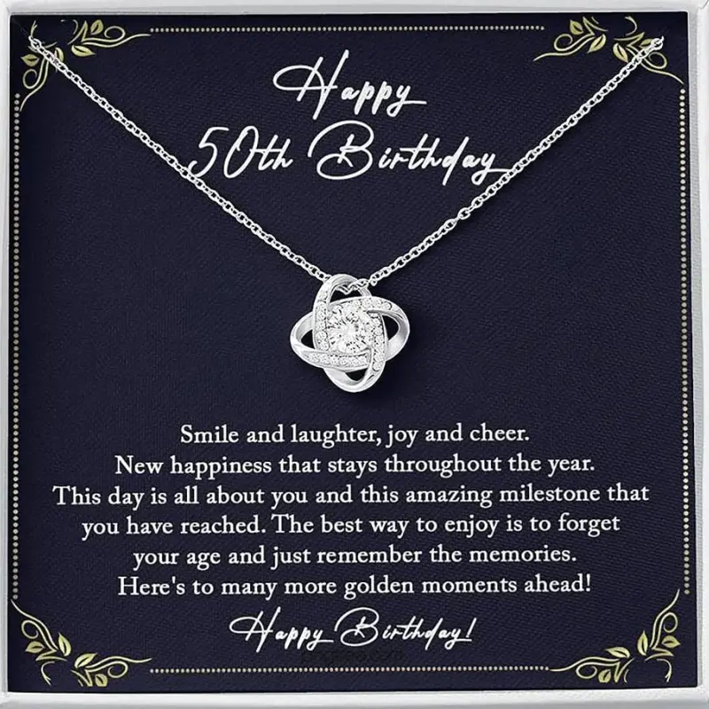 Personalized Birthday Gift for Women, 50th Birthday Gift for her, 50th Birthday Necklace, 50th Birthday Gift for Woman, 50th Birthday Gift Idea Necklaces styles On Birthday, Christmas, Xmas. Necklace Jewelry With Meaningful Messages Card & Box
