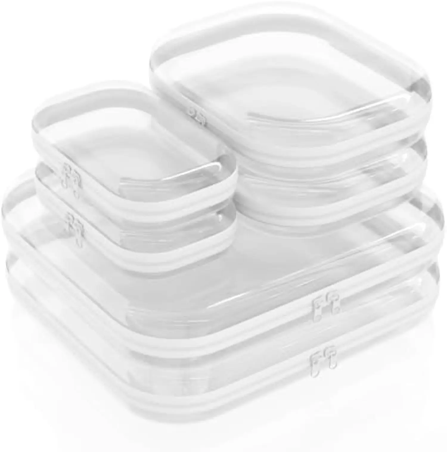 6 Pack Clear Hard Shell Zipper Case (2 Small, 2 Medium, 2 Large), See-Through Hard Plastic Organizer Pouches with Zipper for Travel, Toiletries, Makeup, Electronics & Pencils - Crush-Resistant Storage