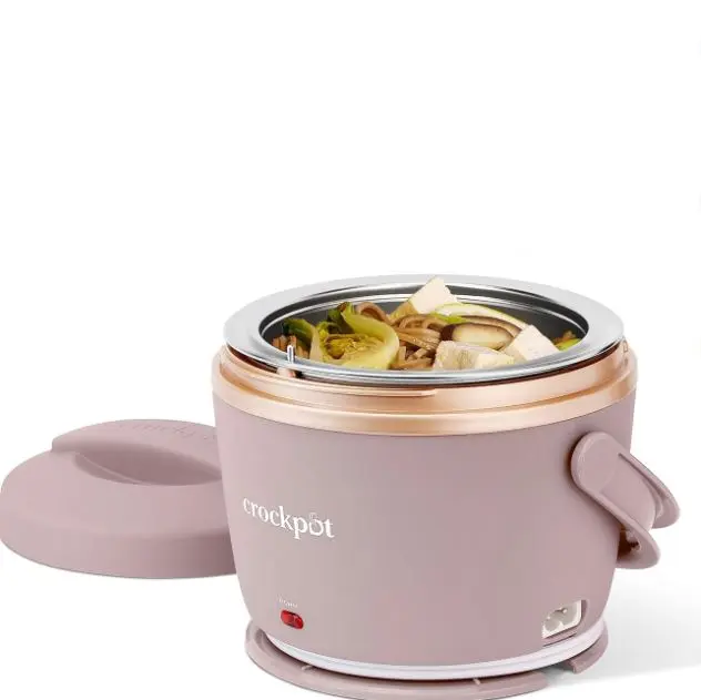 Crock Pot 20 oz Electric Lunch Box Container - Blush Pink Portable Food Warmer with Lid, Spill-Free, Dishwasher-Safe, Detachable, Food Storage for Travel, Car