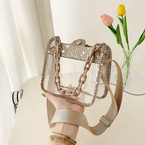 Transparent Chunky-Chain Evening Clutch | Shoulder & Crossbody "Jelly" Bag | Clear PVC Crossbody/Shoulder Bag | Summer Beach Tote | Transparent Handbag