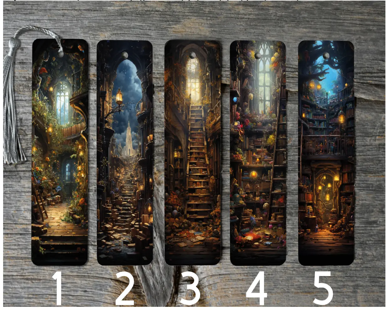 Fantasy Library Themed Metal Bookmarks - Durable Metal Book Accessories, Book Lover Gifts for Literature Enthusiasts