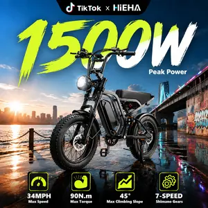 【Hieha】Summer Sale 1500W Electric Bike for Adults ,lFullSuspensionTop Speed 30+MPHRange 40+ Miles | 48V 15AhRemovableBatterylLED Headlights 20-InchAll-Terrain Fat Tires lUL2849Certified ebike