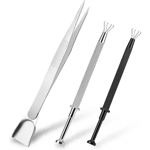 3Pcs Precision Stainless Steel Grabber Tool Set 4 Claw Pick Up Pen Tweezers for Tiny Objects IC Chip Electronic Components Jewelry Work