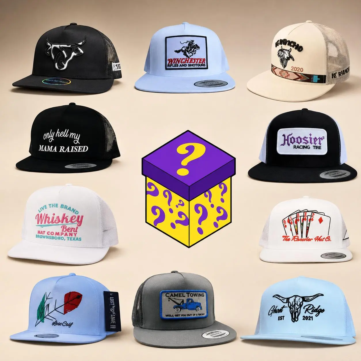 [ BUY 1 GET 1 ] Random One Hat Sent, Embroidered Western Cowboy Hat, Feathered Lost Calf, Rancher Hat, Ghost Ridge, Whiskey Bent Hat, Adjustable Hat, Standing on Snapback Hat, Outdoor Cap Gift Box for Him & Her