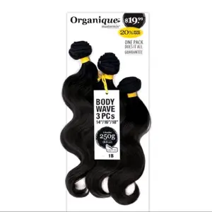 Organique  color 1B  Milky Way Weave Organique Body Wave 3Pcs 14"+16"+18" 250g 1B Mastermix One Pack Does It All Guarantee