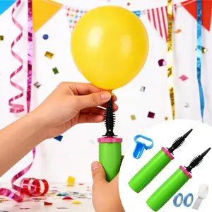 6pcs Balloons inflation set, party supplies -2 green balloons inflators, 1 balloon knotter tying balloon tool, 1 roll of 100 piece glue dot roll, 2 rolls ribbons, wedding decoration party tools