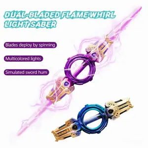 Double-Bladed Spinning Lightsaber Toy with Dynamic Sound Effects, Multiple LED Light Modes, Type-C Charging, and Retractable Extending Blades. Perfect for Cosplay and Spinning Action. The Ultimate Summer, Holiday, and Birthday Gift for Kids!  cool