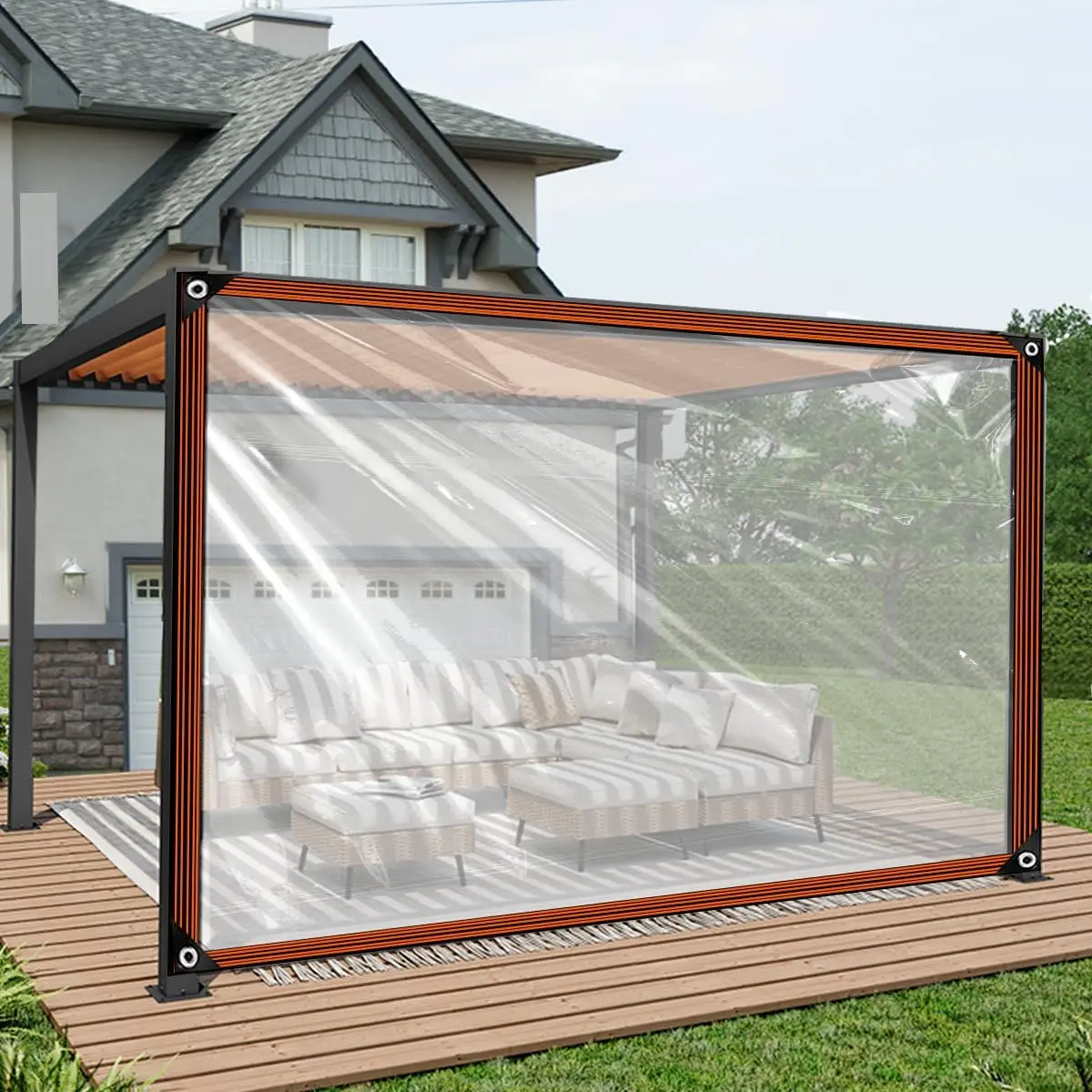 Clear Tarp - Heavy Duty  8x10ft Clear Plastic Tarp with Grommets Transparent Vinyl Tarp Outdoor Garden Rainproof Tarpaulin for Greenhouse  Patio Roofs Porch Chicken Coop