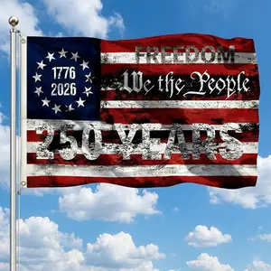 2PCS 250th Anniversary Flag 1.5x3 Ft Anniversary Flag, 1776-2026, 250 Years Birthday flags for Patriotic Yard, House Banner, Room, Porch, Wall, Fence, Outdoor Decorations(Style 3)