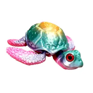 7 Pieces of 3D Printed Colorful Turtle Figurines - Perfect Desktop & Room Decorations, Birthday Christmas Halloween Gifts, Collectible Statues ornament