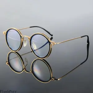 Unisex Premium Round Frame Anti Blue Light Glasses, Clear Lens Metal Frame Lightweight Eyeglasses for Men Women Office Computer Daily Wear Eyewear Casual,summervibes