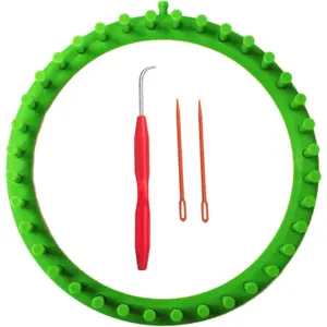 Round Knitting Loom Set, Round Looms for Knitting Hat Scarves Socks, 9.5 Inch Diameter, 36 Pegs, Green