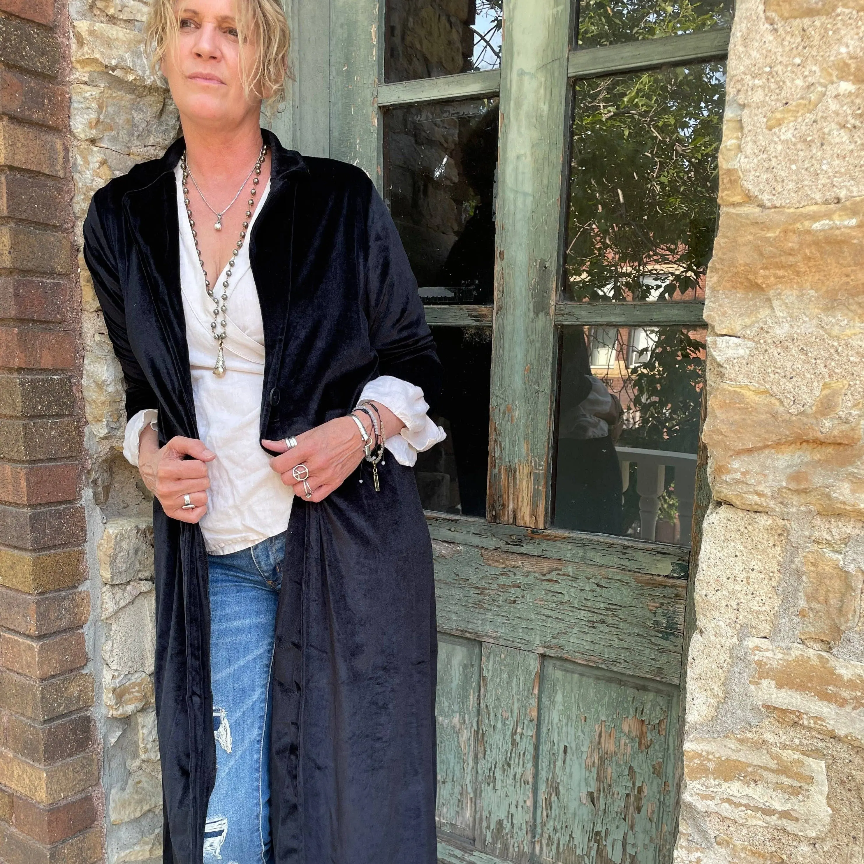 Black Velvet Duster Coat