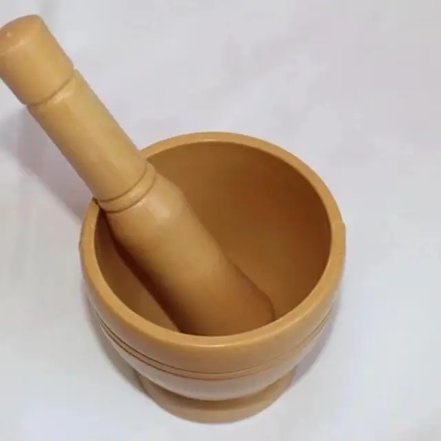 Vintage Traditional Plastic Mortar and Pestle Set, Sturdy Lightweight Kitchen Utensils for Manual Garlic, Ginger, and Seasoning Grinding Crushing in Home Kitchen