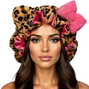 Bonnet Frizz-Free Magic - Adjustable Heatless Curler for Curly Hair, Lightweight Satin-Lined Bonnet with Decorative Bow & Soft Ear Details for Nighttime Haircare