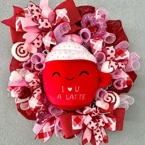 Valentine’s Day cappuccino wreath door decoration