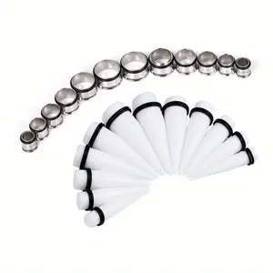 Ear Stretching Kit Plugs & Tapers Set 24× Big Gauges 00g-20mm