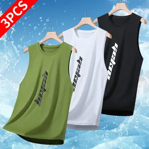 Men's Round Neck Sleeveless Gym Tank Top - Stylish Letter Print, Quick Dry, Breathable, Slightly Stretch Sports Vest for Summer Gym, Outdoor Use | Mensfashion Activewear Tank Tops,summerwins