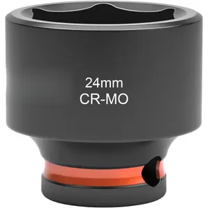 6-Point Shallow Impact Socket, 3/8-Inch Drive 24mm Socket, Cr-Mo,Automotive, Truck Maintenance, Heavy Equipment Repair