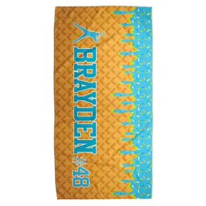 Personalized Ice Cream Drip Baseball Beach Towel 30in x 60in Lightweight Soft Reusable Polyester Coastal Towel Gift Summer Print