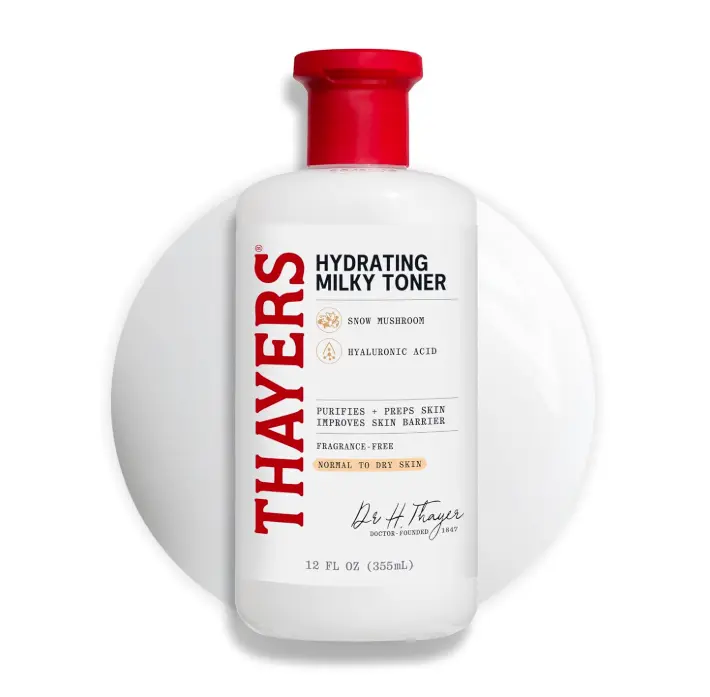 THAYERS Milky Face Toner Skin Care with Snow Mushroom Tremella and Hyaluronic Acid, Natural Gentle Facial Toner, for Dry and Sensitive Skin, 355mL