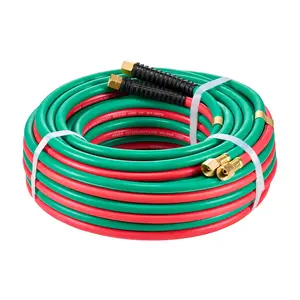 VEVOR Oxygen Acetylene Hose, 1/4-Inch x 50FT Oxy Acetylene Hose with 9/16"-18 LH/RH B Fittings, R Grade Welding Torch Twin Hose with 300PSI Maximum Working Pressure for Cutting Soldering Brazing