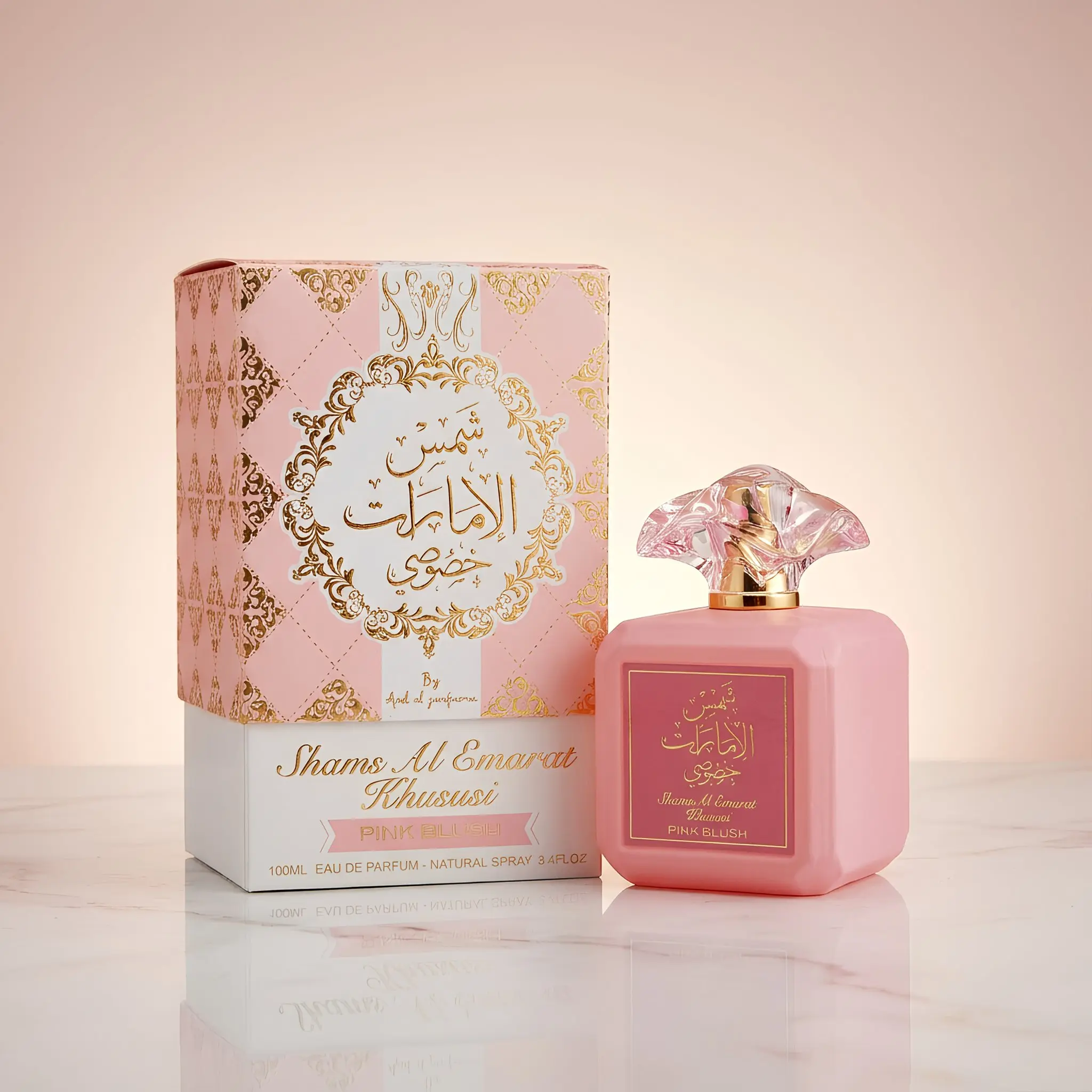 Ard al Zaafaran Pink Blush Shams Al Emarat Khususi Marshmallow Blush Perfume For Women, Eau de Parfum - 100 ML (3.4 OZ)