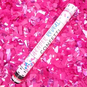 18in Pink Smokefree Confetti Cannon - Confetti Popper, Festive Gender Reveal Party Supplies for Decorations, Sprays, Streamers