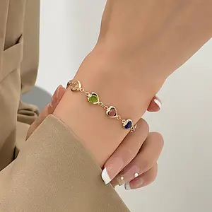 BIGWIG 2-Piece Unisex & Female Zirconia Jewelry Set - Colorful Necklace, Bracelet, Couples' Daily Wear Accessory, Ideal Birthday Anniversary Gift