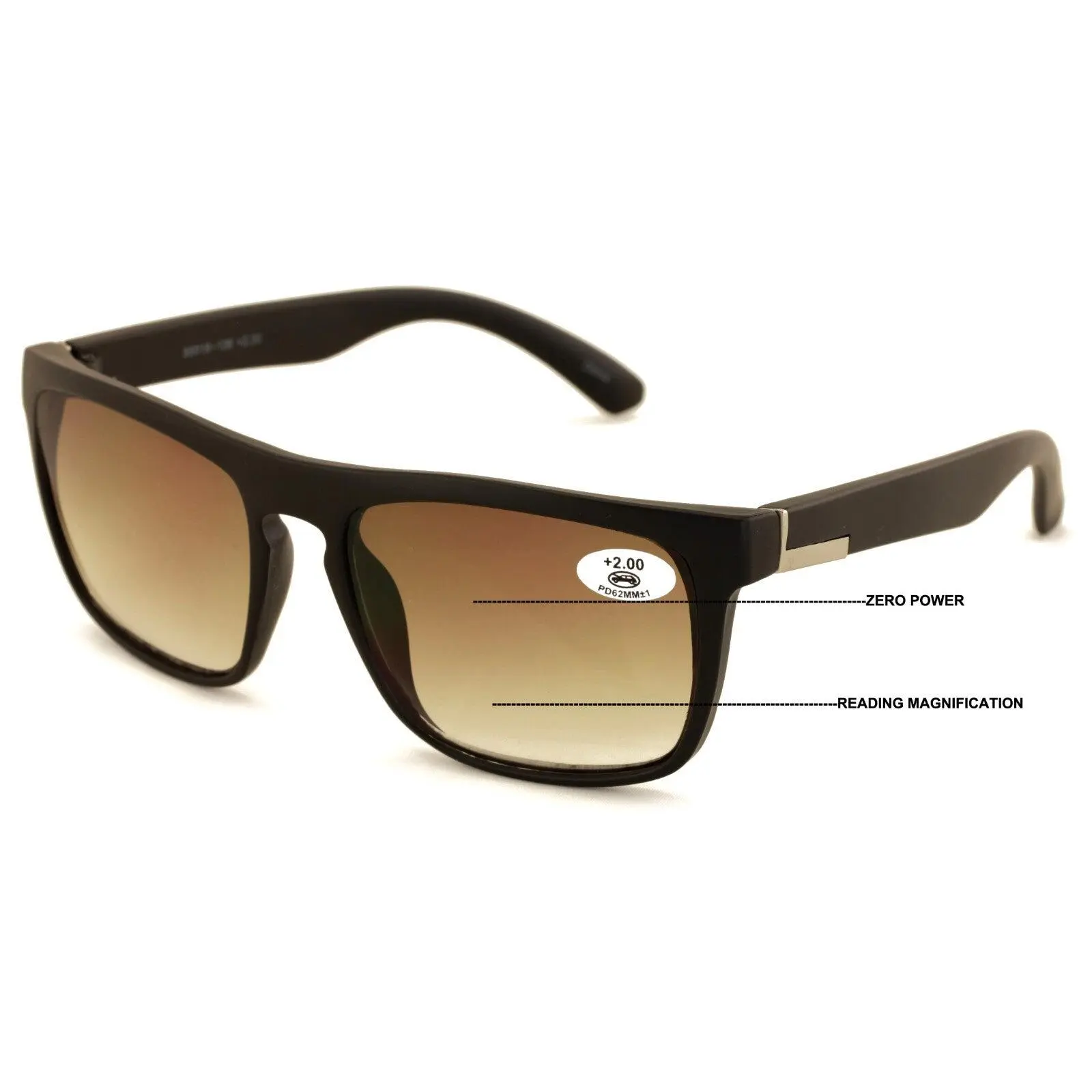 Large Men Progressive Bifocal Reading SunGlasses - UV400 - No Line Or Bubble Key