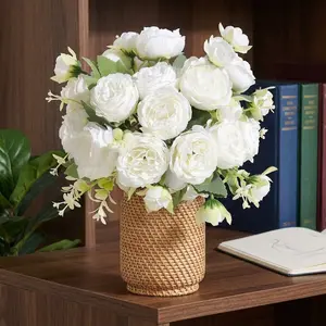 Vintage Artificial Peony Bouquets, Fake Peony Flowers, Silk Floral Arrangements, Decorative Flower Arrangement, Faux Flowers for Vase, Table Centerpieces, Wedding Decor, Home Decoration Bouquet