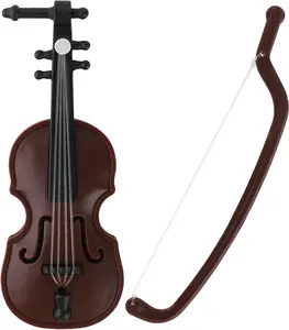 Worlds Smallest Violin Mini Musical Instruments Tiny Violin with Bow Dollhouse Miniatures Accessories Doll House Decoration Musical Instrument Happy New Year Valentines Day  Ornament Toy Violin 3.26 Inch