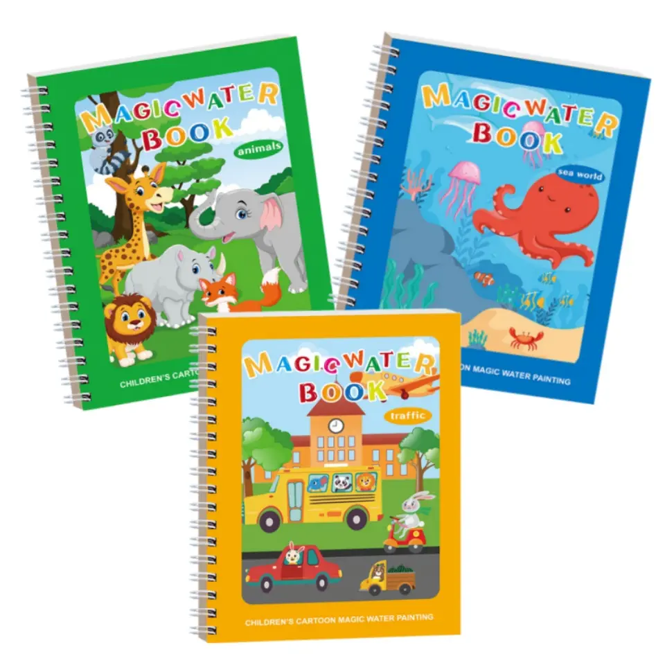 [Spring Glow-Up]3/6 Pack Reusable Water Coloring Book for Toddlers,Doodle Paint with Water,Mess-Free Coloring Book,Portable Educational Drawing Toy Gifts,Magic Painting Book with Pen,Christmas Gifts For Grandkids,Travel Toys for Kids,Suitable for 3-6