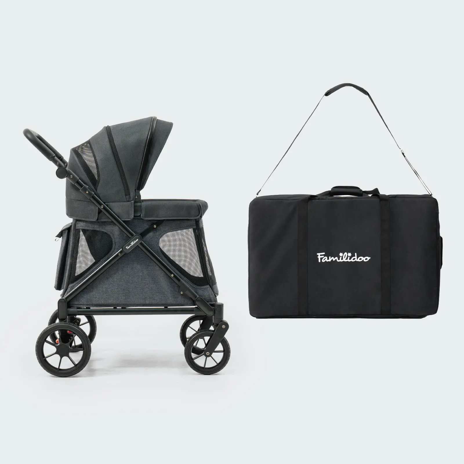 Q1 2.0 Stroller Wagon | Charcoal Gray, Included Rain Cover And Travel Bag
