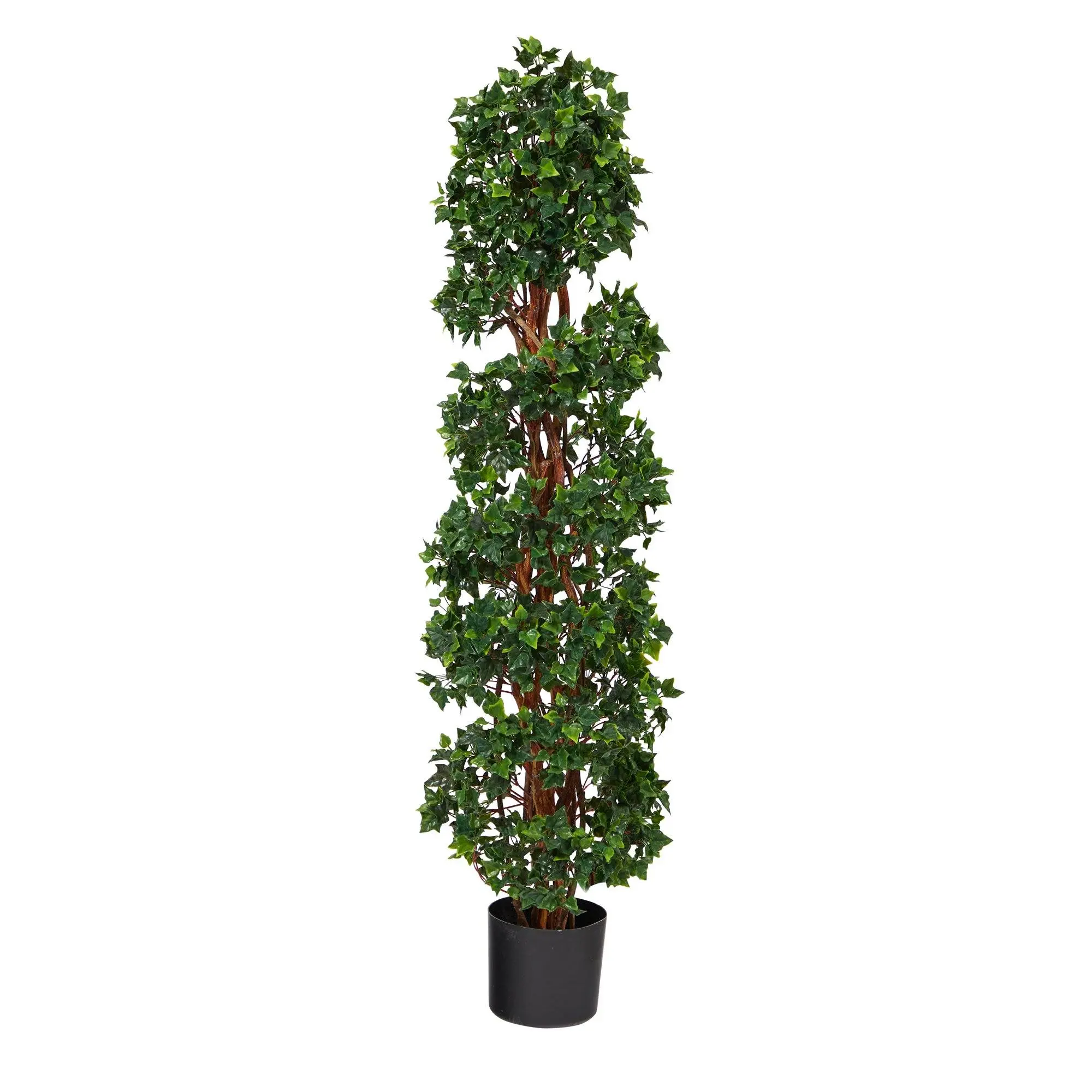 4.5ft Traditional Decorative Artificial English Ivy Spiral Topiary Leaf Tree - Natural Trunk, UV-Resistant Climbing Vines, Indoor/Outdoor Home Decor for Entryway, Garage to Boost Home Value, Leaf Artificial Trees
