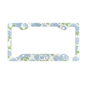 Blue Hydrangea License Plate Frame: Personalized Floral Car Decor