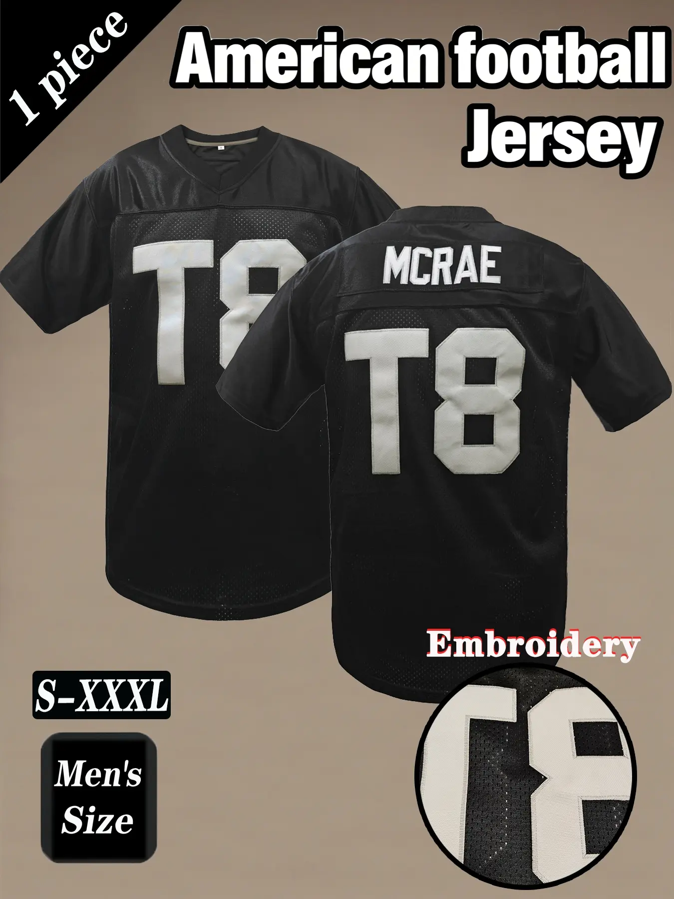 Men's football jersey, Stylish jersey, Sporty jersey, Sleeve jersey, T8 concert style, MCRAE Embroidery sportswear loose and breathable, essential for fans, ideal gift, unisex version, suitable for sports occasions and casual wear