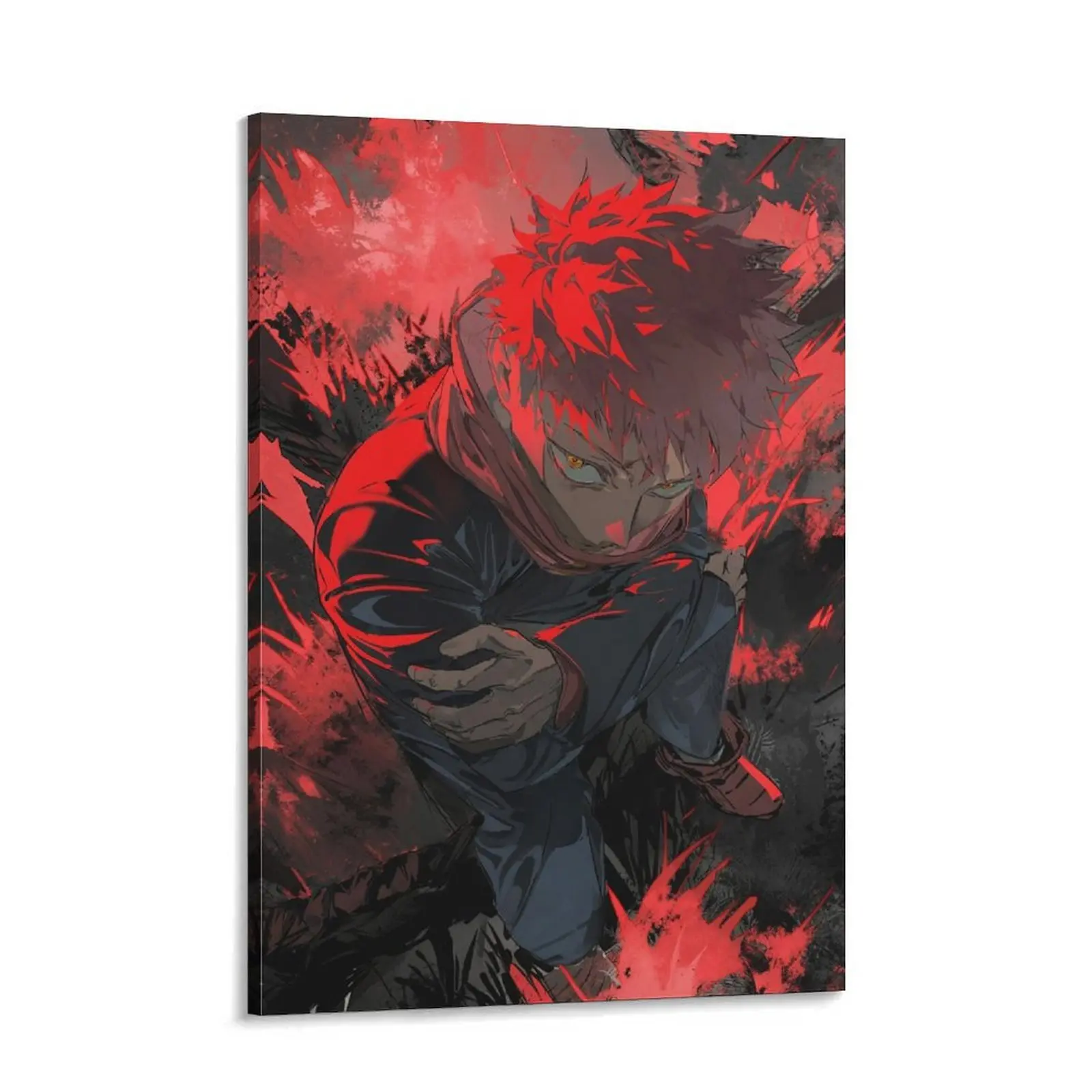 Jujutsu Kaisen Yuji Itadori Canvas Wall Art Poster Print - Cool Anime Boy Dark Shonen Manga Home Decor, Bedroom Decor Gift for Anime Fans