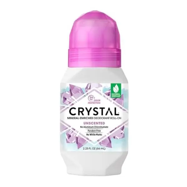 CRYSTAL Mineral Deodorant Roll-On Unscented Body Deodorant With 24-Hour Odor Protection, Aluminum Chloride & Paraben Free, 2.25 FL OZ (Packaging May Vary)