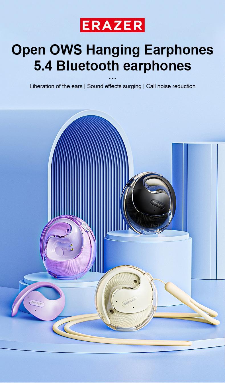 ERAZER X15 Pro Over the Ear Wireless Earbuds – Beige, Black, Purple ERAZER X15 Pro Over the Ear Wireless Earbuds – Beige, Black, Purple