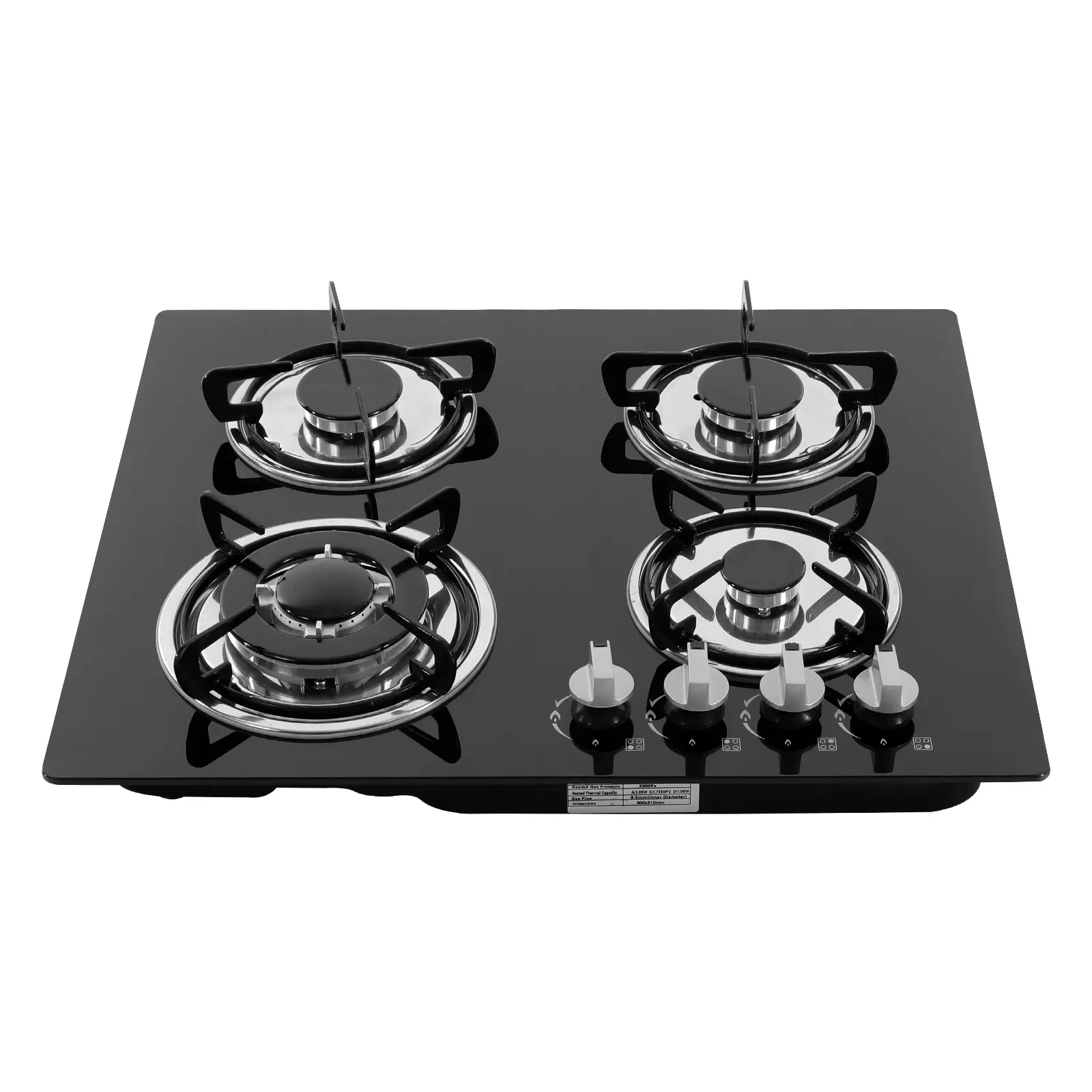 4-Burner Gas Stove  Tempered Glass&Aluminum Alloy 23.23*20.08in Electronic Pulse Ignition (NG/LPG Compatible) - Ideal for Halloween/Christmas Home Kitchens, Restaurants, Hotels Mini Stoneware Cocottes Set lid portable food cooking pot fondue  pot