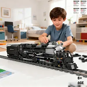 Jestar 1608-Piece Big Boy Steam Locomotive Building Block Set, Creative Building Blocks, Detailed Design Abs Material Train Model, Perfect Gift for Train Enthusiasts
