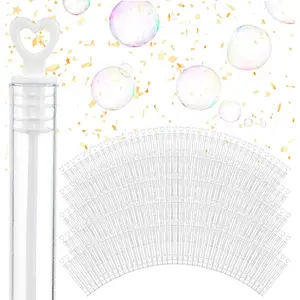 Wedding Bubbles Bulk - White Heart Top Wands (100 Count) Individual Mini Bubble Wand Favors for Weddings, Celebration Party Favor for Guests - Stock Your Home