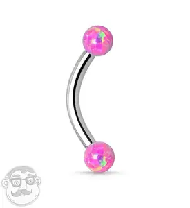 16G Pink Opalite Internally Threaded Curved Barbell