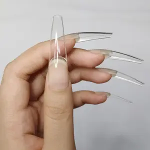 Allkem XXL Ballerina 504 Pcs | Clear Soft Gel Nail Tips- Refill Bag | 12 Sizes Extra Extra Long Full Cover Nail Extensions