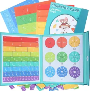 Magnetic Fraction Demonstration Book, 103 PCS Magnetic Fraction Tiles, Fraction Magnets for Elementary School, Math Learning Toys for Kids，Fraction manipulatives，Magnetic Fraction disc Set Refillable A6 PU Leather Binder classroom wall chart