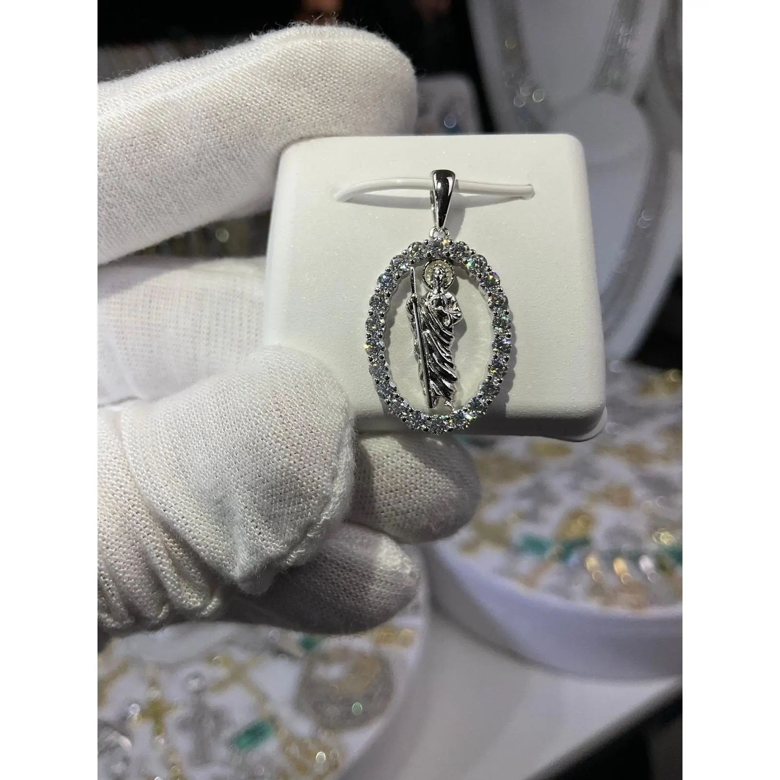 Sterling Silver Radiant Halo St. Jude Medallion Pendant, Fine Silver Jewelry Accessory for Necklaces